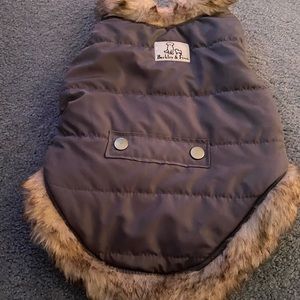 Brown Dog fleece lined coat with faux fur